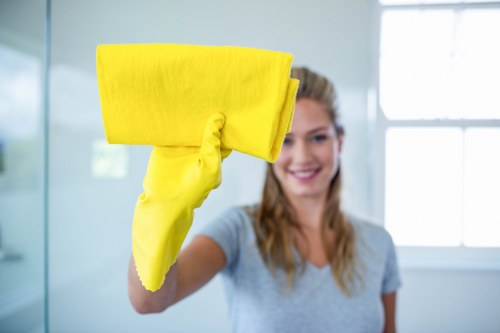 Technician performing carpet cleaning in Enfield with modern equipment